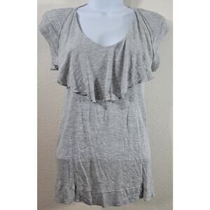 Banana Republic Gray Heathered Layered Ruffle Bodice XS Lightweight Soft Stretch